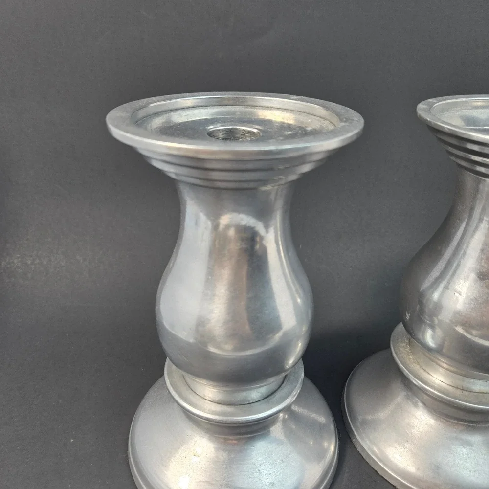Vintage Silver Metal Candlestick Holders Set of 2 Baluster Pillar Taper India
